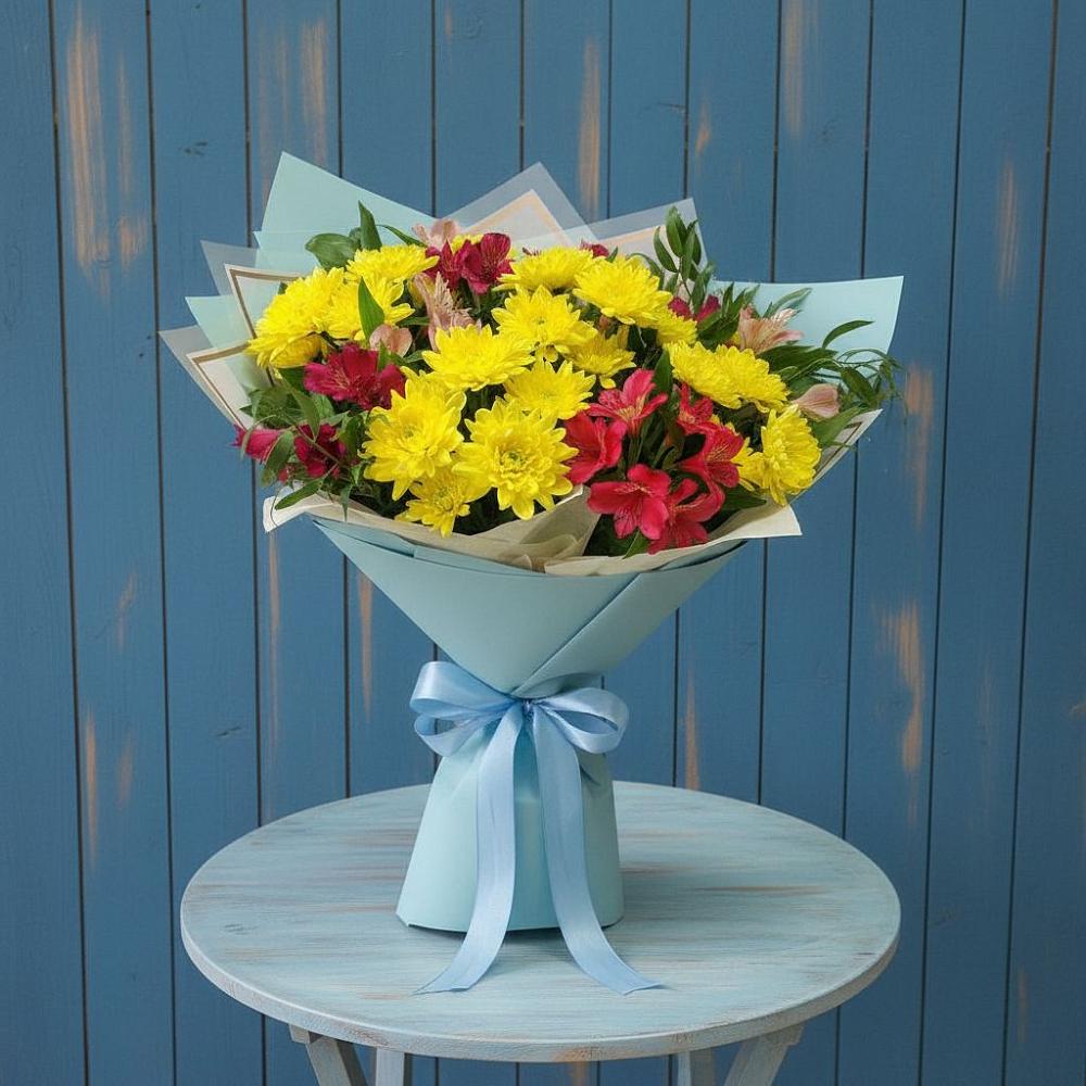 Букет сочные брызги в Петушках Букет цветов из: Альстромерии и Хризантемы в Петушках