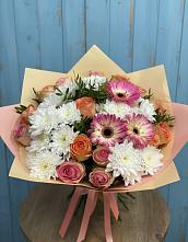 Букет гармония природы в Петушках Букет цветов из:  Розы, Герберы и Хризантемы в Петушках