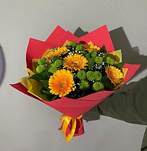 Букет восход солнца в Петушках Букет цветов из:  Герберы и Хризантемы в Петушках