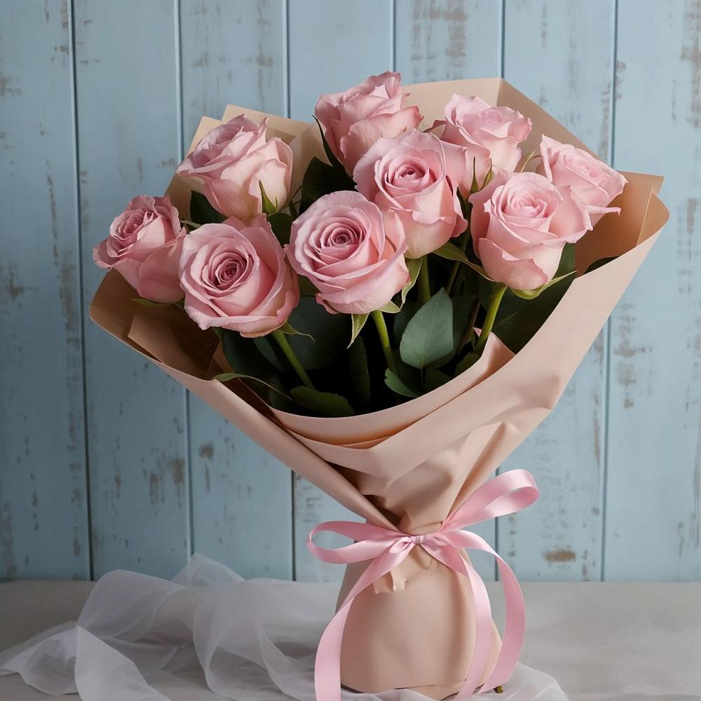 9 розовых роз в Петушках Букет цветов из: Розы в Петушках