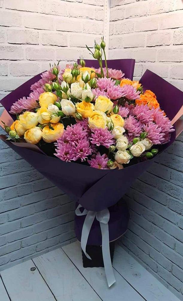 Букет Красочный праздник в Петушках Букет цветов из: Хризантемы и Розы в Петушках