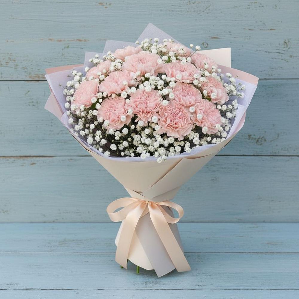 Букет Нежность рассвета в Петушках Букет цветов из: Гвоздики в Петушках