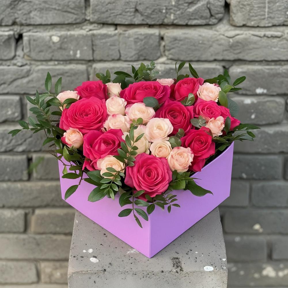 Композиция моя любовь в Петушках Цветочная композиция из Розы в коробке в Петушках
