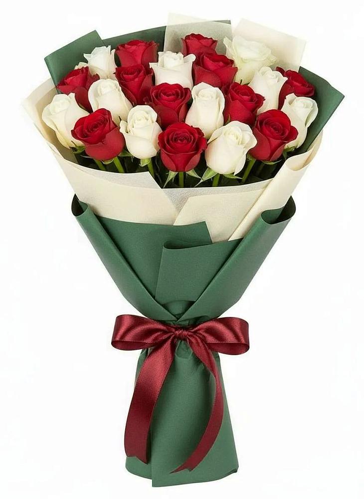 Микс из красных и белых роз в Петушках Букет Микс из красных и белых роз в Петушках