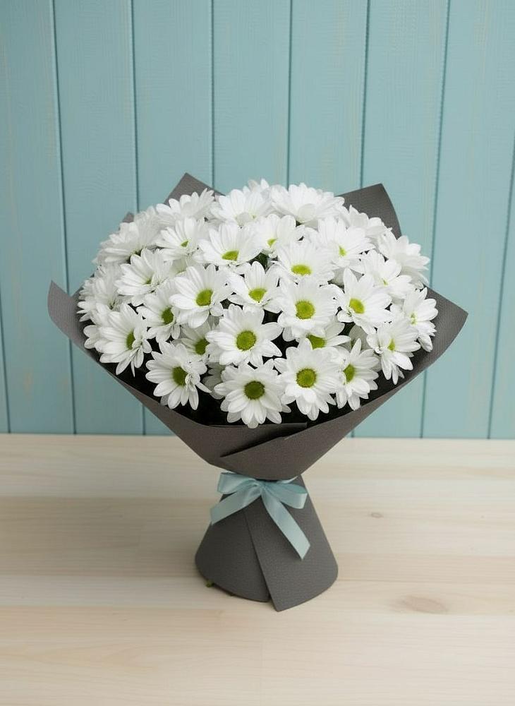 Букет белые хризантемы в Петушках Букет цветов из: Хризантемы в Петушках