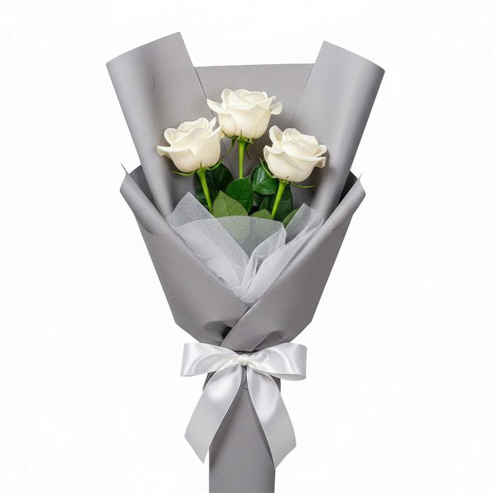 Букет 3 белые розы в Петушках Букет 3 белые розы в Петушках