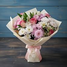 Букет цветов из:  Хризантемы, Альстромерии и Розы в Петушках