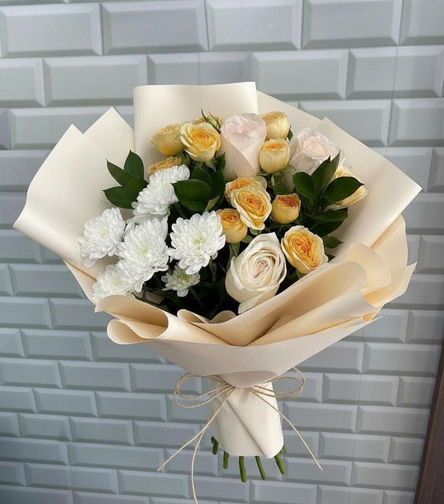 Букет цветочный вальс в Петушках Букет цветов из: Розы и Хризантемы в Петушках