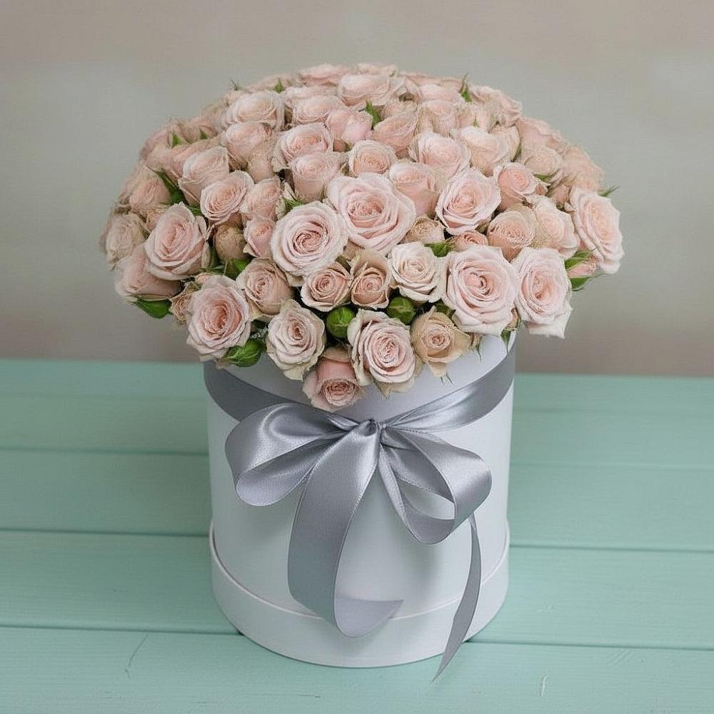 Композиция утонченная красота в Петушках Цветочная композиция из Розы в шляпной коробке в Петушках